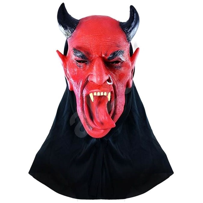 Maska čert s jazykom – halloween – vianoce – 29 × 24 cm - Karnevalová maska