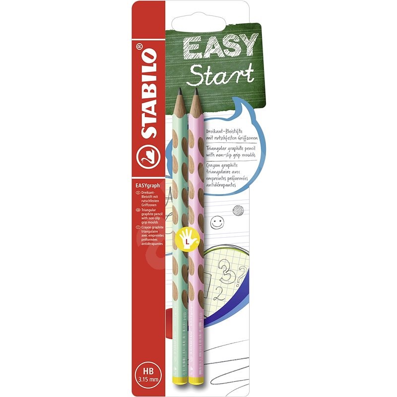 STABILO EASYgraph L Pastel Edition HB, zelená/ružová, 2 ks, Blister - Grafitová ceruzka