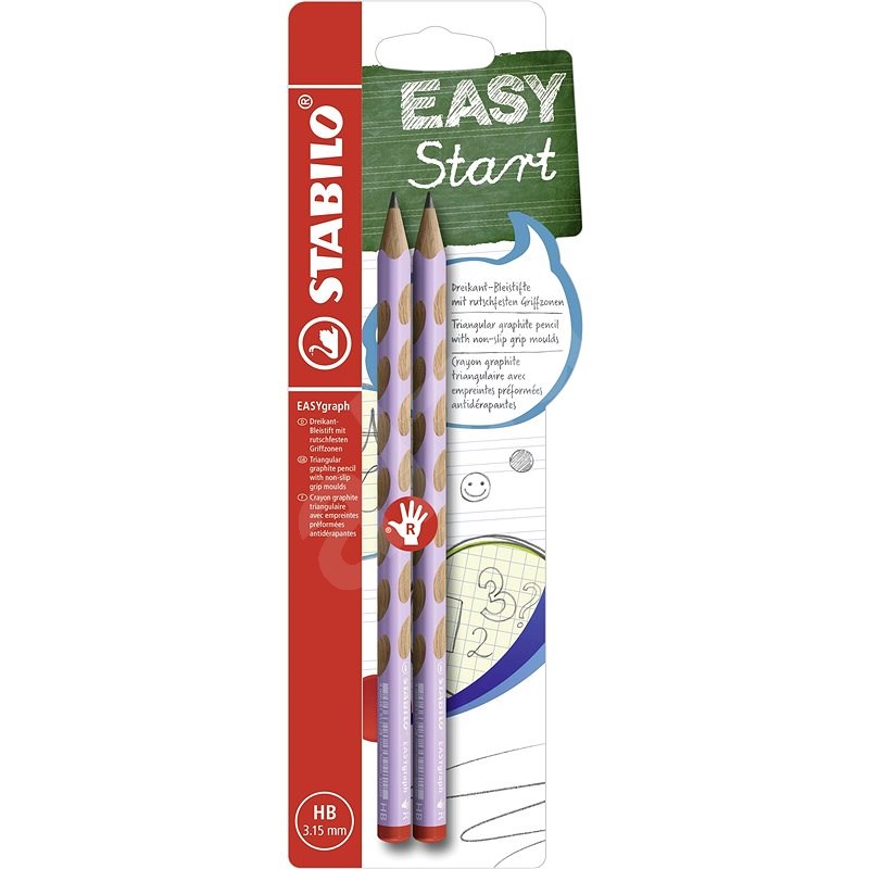 Stabilo EASYgraph R Pastel Edition HB, fialová, 2 ks, Blister - Grafitová ceruzka