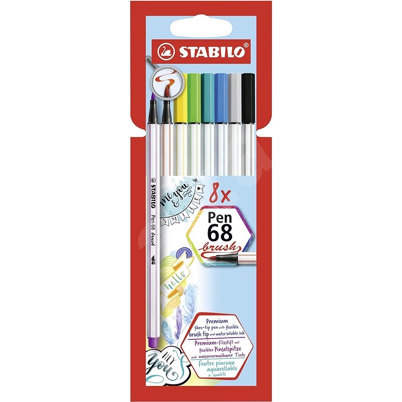 STABILO Pen 68 brush, 8 ks, puzdro - Fixky