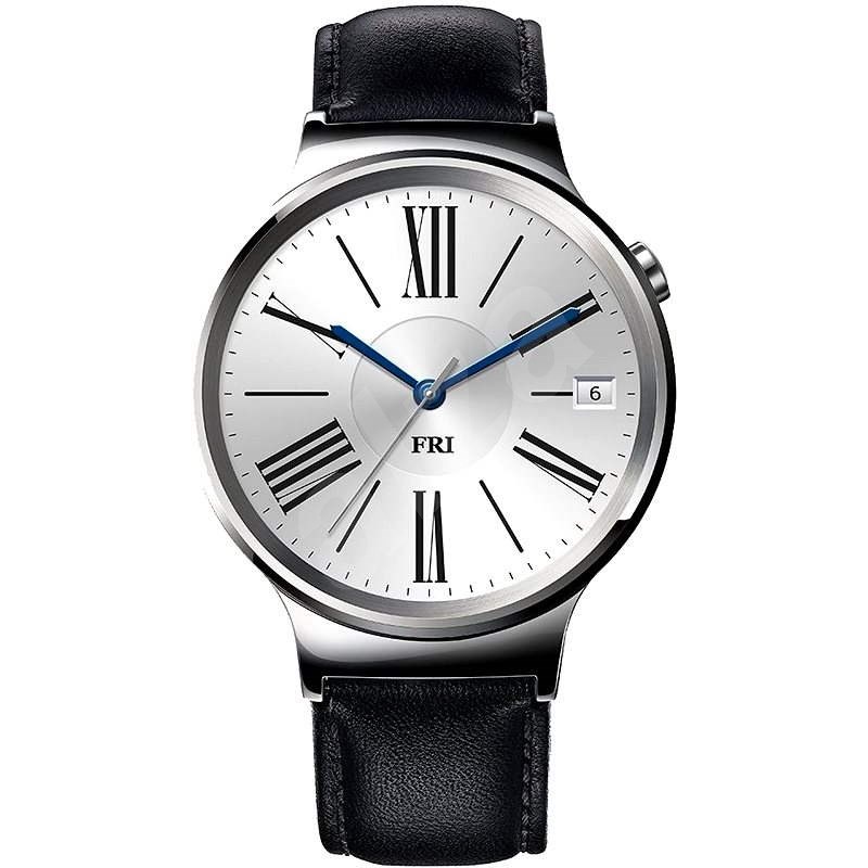HUAWEI Watch W1 Stainless Steel/Black Leather Strap - Smart hodinky