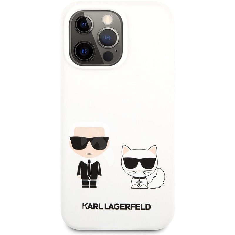 Karl Lagerfeld and Choupette Liquid Silicone na Apple iPhone 13 Pro White - Kryt na mobil