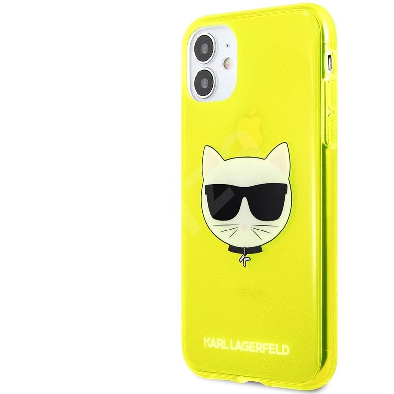 Karl Lagerfeld TPU Choupette Head Kryt na Apple iPhone 11 Fluo Yellow - Kryt na mobil