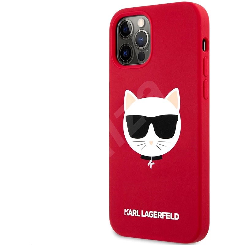 Karl Lagerfeld Choupette Head Silikónový Kryt pre Apple iPhone 12/12 Pro Light Red - Kryt na mobil