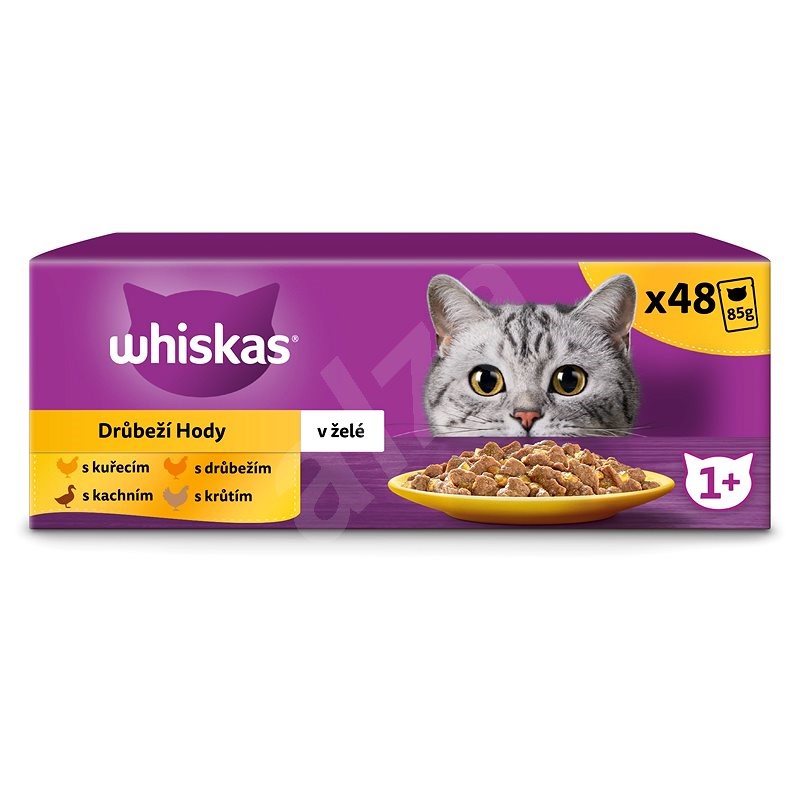 Whiskas, hydinový výber v želé pre dospelé mačky, 48 × 100 g - Kapsička pre mačky