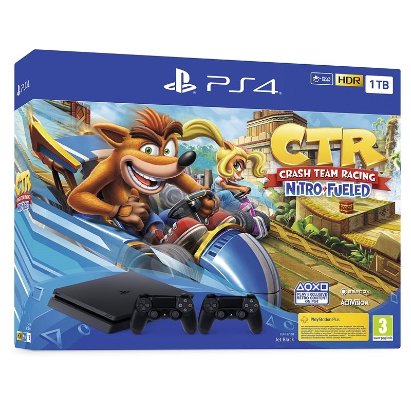 PlayStation 4 Slim 1 TB + Crash Team Racing + 2× ovládač - Herná konzola