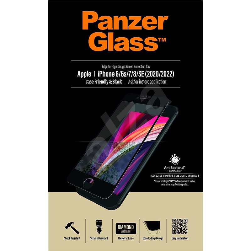 PanzerGlass Edge-to-Edge pre Apple iPhone 6/6s/7/8/SE 2020/SE 2022 čierne - Ochranné sklo