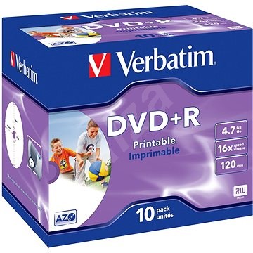 Verbatim DVD+R 16x, Printable 10ks v krabičke - Médium