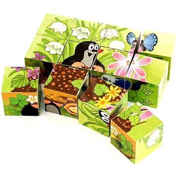 Dino drevené kocky kubus - Krtko a vtáčik - Obrázkové kocky