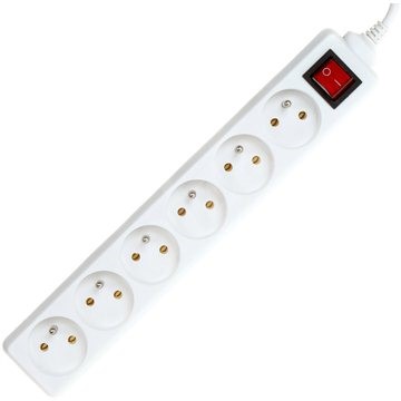 PremiumCord predlžovací prívod biely 230 V, 6 zásuviek + vypínač biely 3 m - Predlžovací kábel