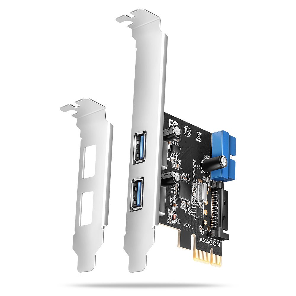 AXAGON PCEU-232RS, 2 + 2× USB 5 Gbps port, PCIe card, SATA power, SP & LP