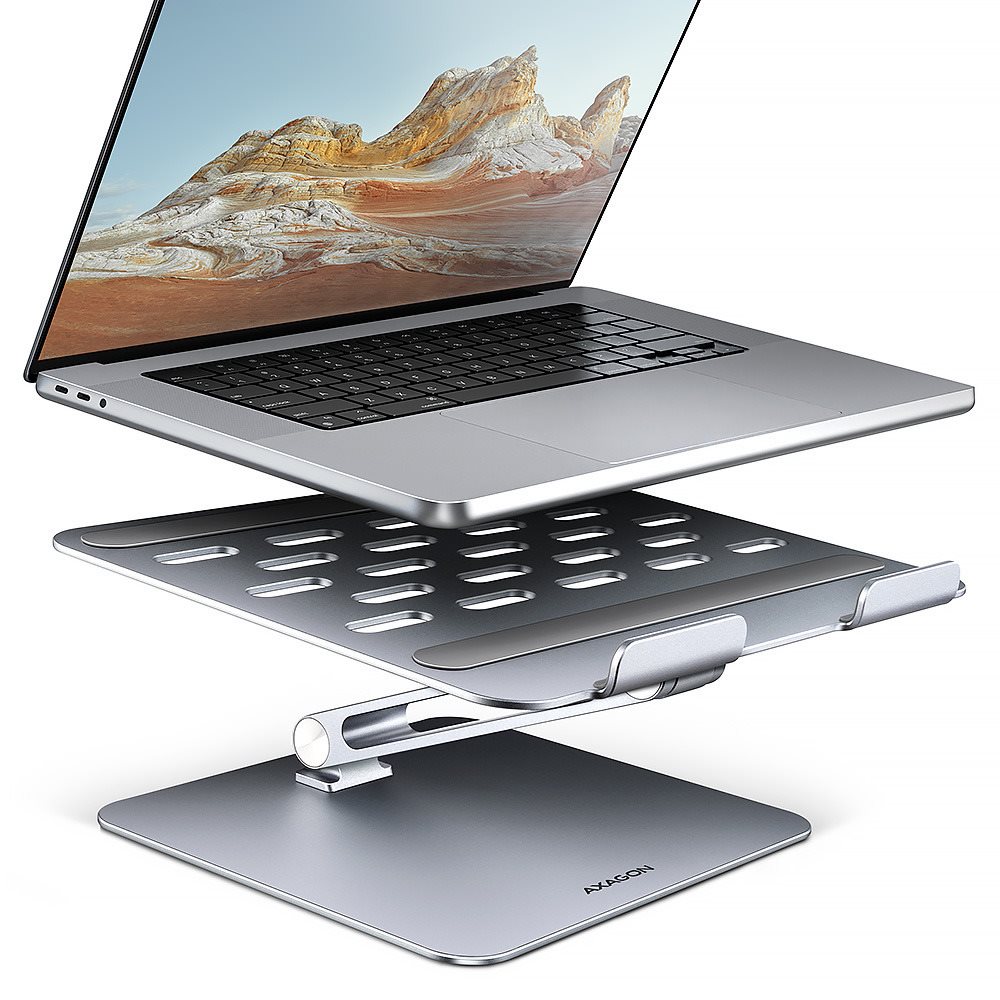 AXAGON STND-LQ ALUMINUM stand for 10" – 16" laptops & tablets, foldable, adjustable height & angle