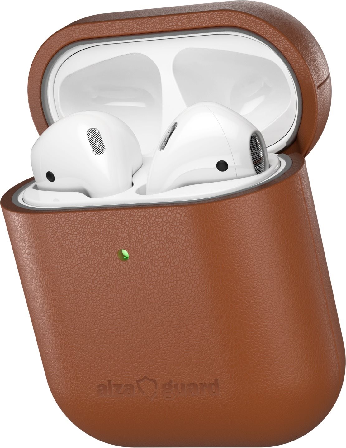 AlzaGuard Genuine Leather Case na AirPods 1. a 2. generácie sedlovo-hnedé