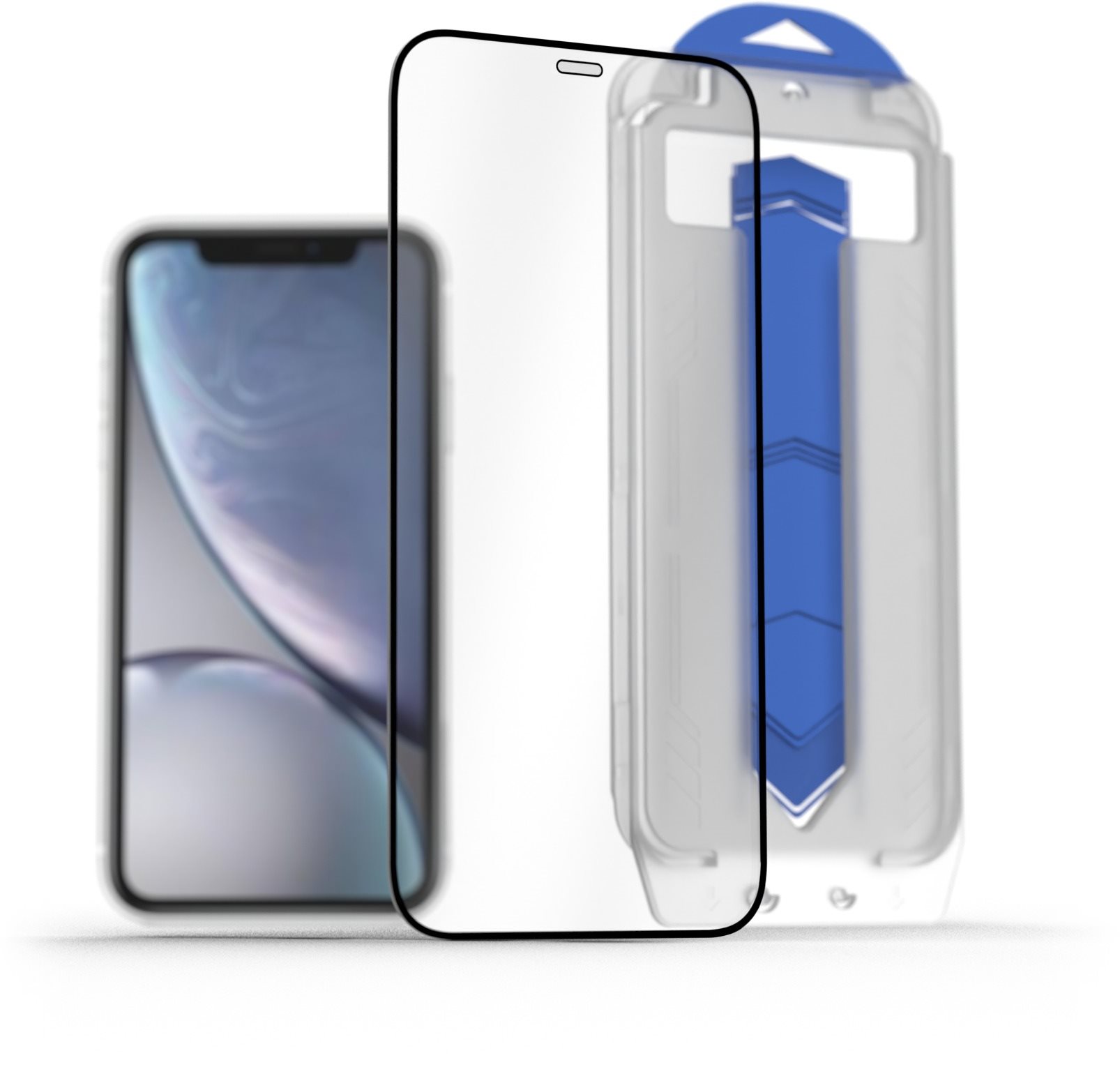 AlzaGuard 2.5D FullCover Glass EasyFit DustFree 2 Pack na iPhone 11/XR s inštalačným rámčekom