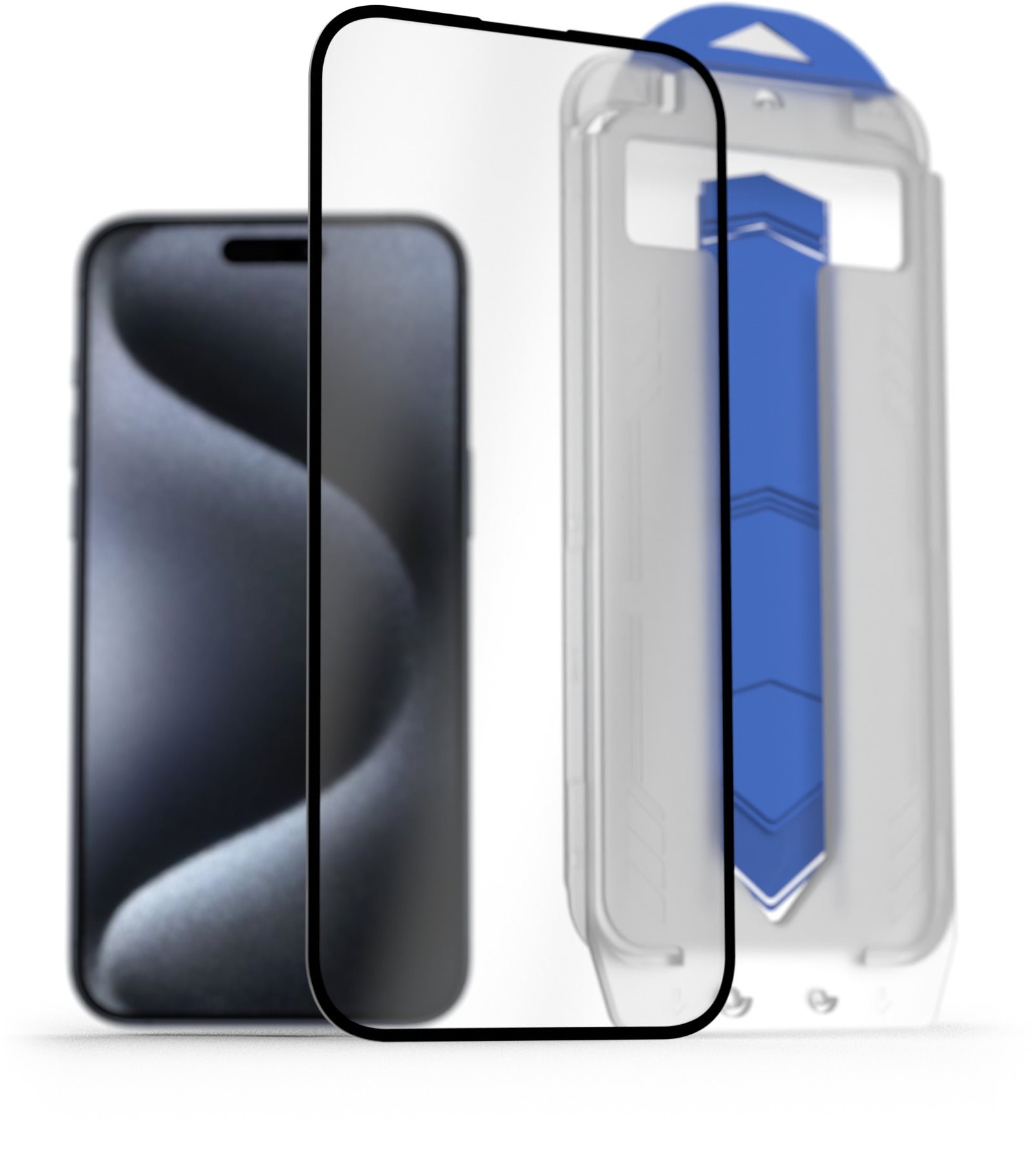 AlzaGuard 2.5D FullCover Glass EasyFit DustFree 2 Pack na iPhone 15 Pro s inštalačným rámčekom
