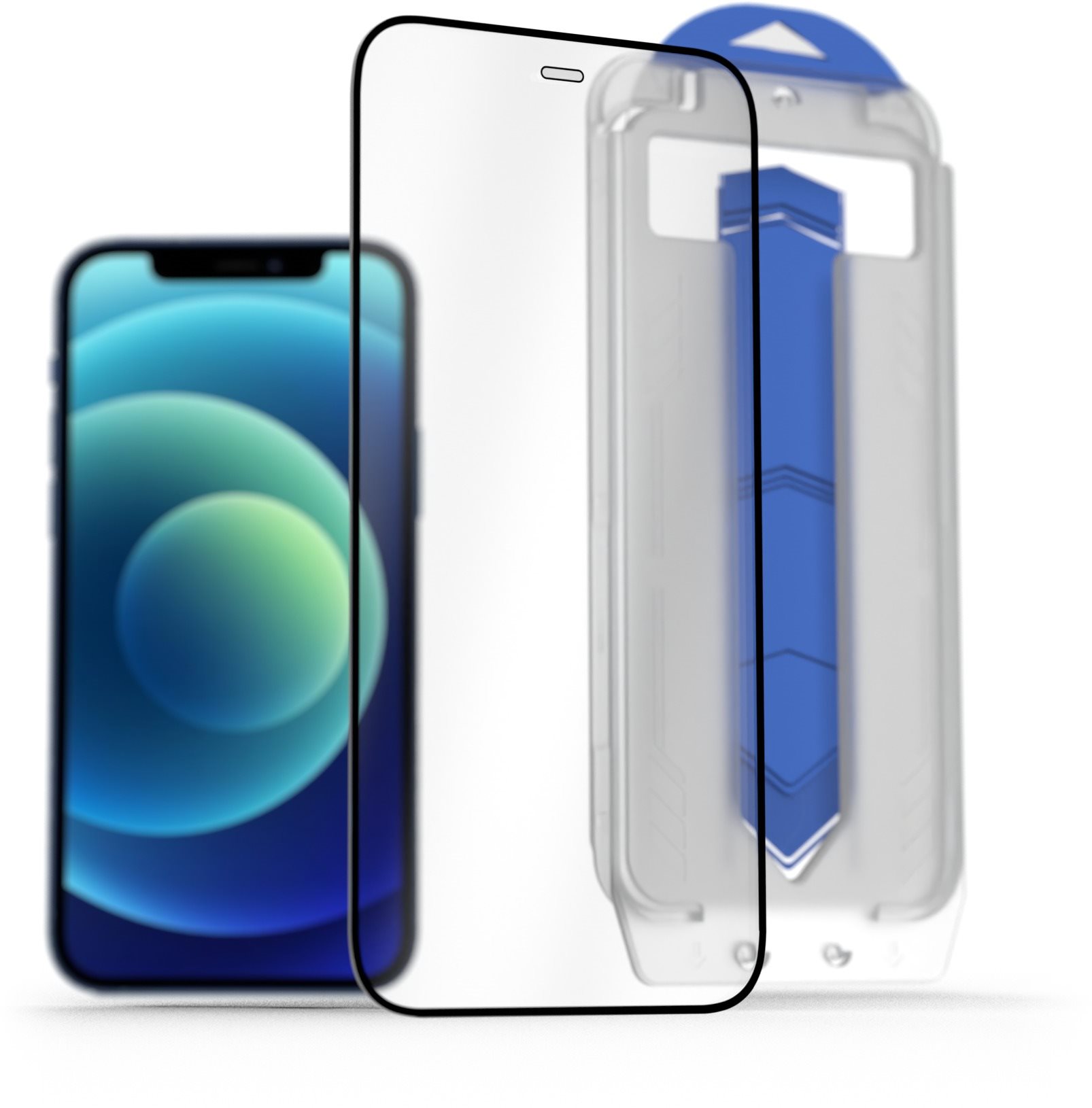 AlzaGuard 2.5D FullCover Glass EasyFit DustFree 2 Pack na iPhone 12/12 Pro s inštalačným rámčekom