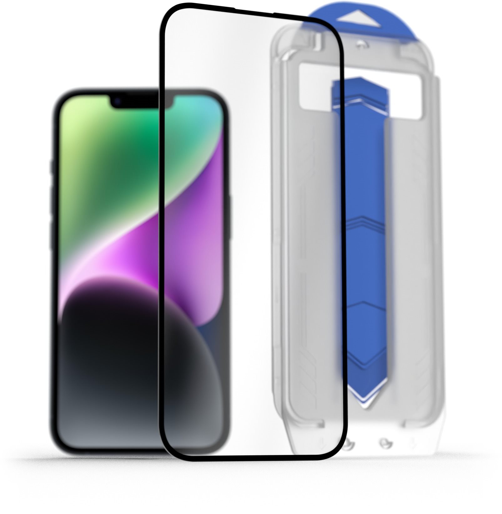 AlzaGuard 2.5D FullCover Glass EasyFit DustFree 2 Pack na iPhone 14 s inštalačným rámčekom