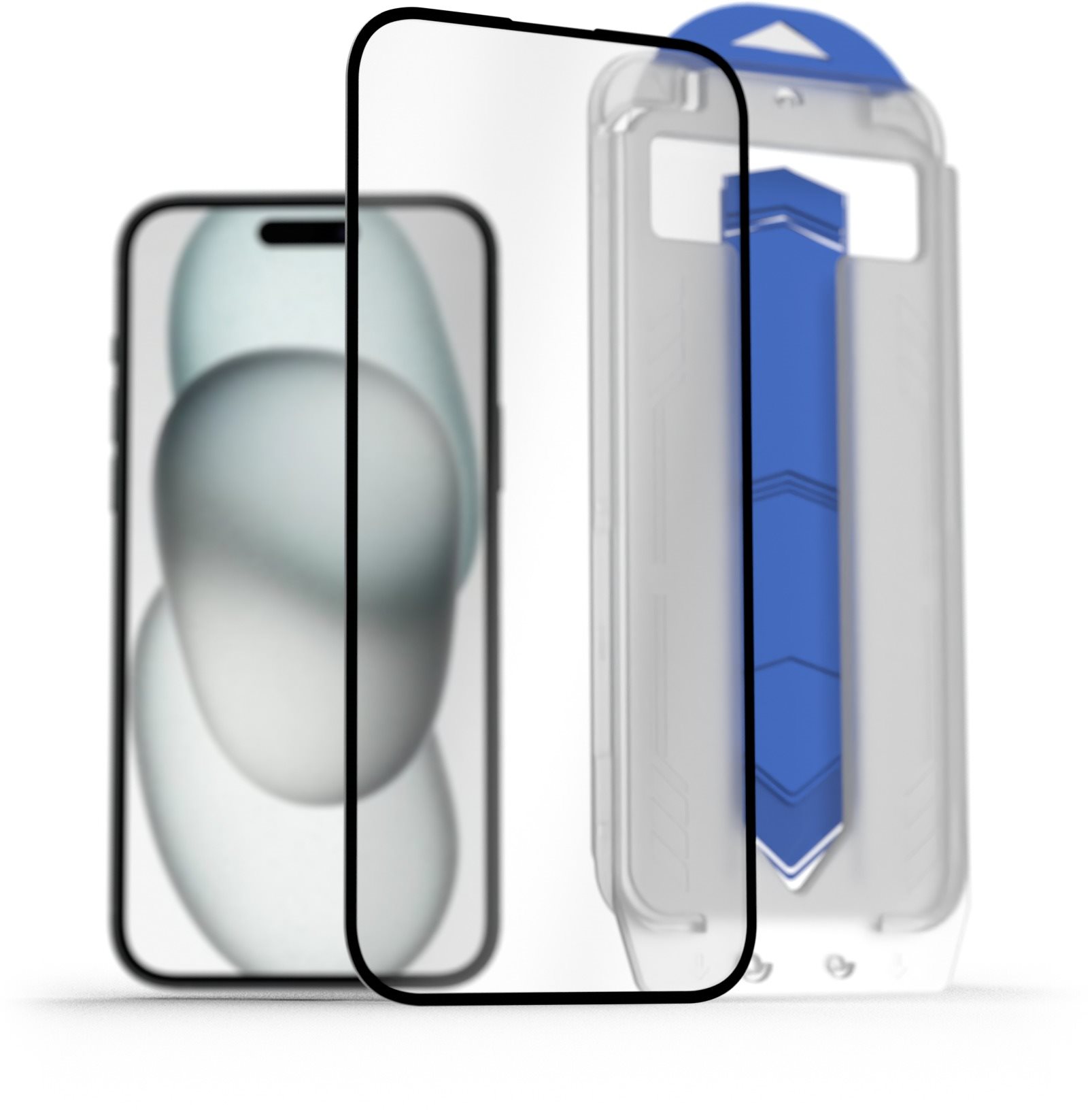 AlzaGuard 2.5D FullCover Glass EasyFit DustFree 2 Pack na iPhone 15 s inštalačným rámčekom