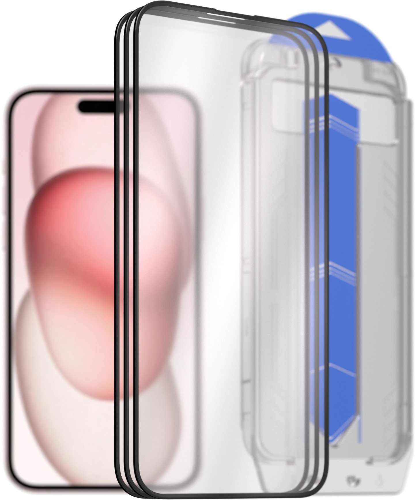 AlzaGuard 2.5D Glass EasyFit DustFree na iPhone 15 Plus – 3 ks v balení s aplikátorom