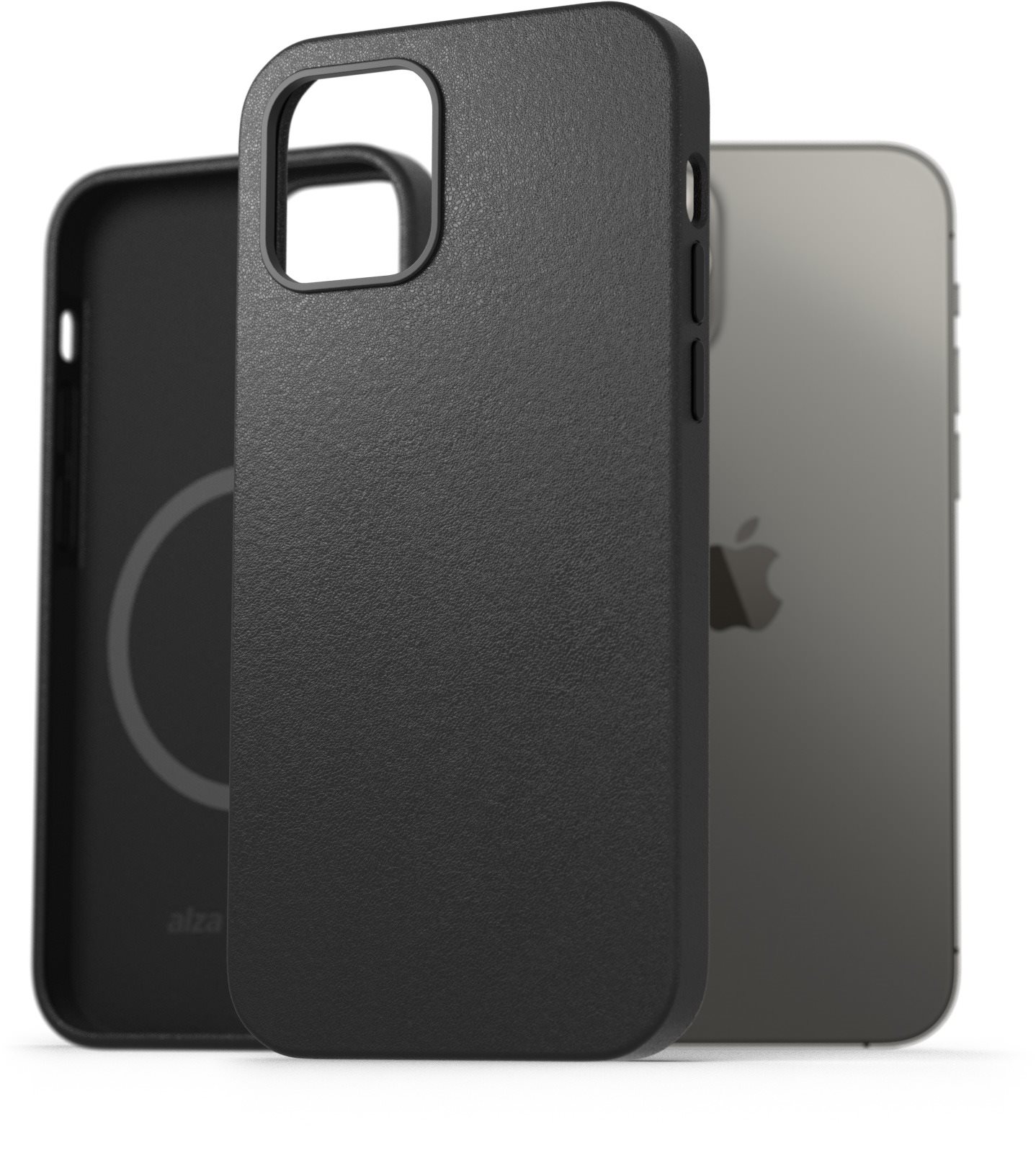 AlzaGuard Genuine Leather Case with Magsafe pre iPhone 14 čierny