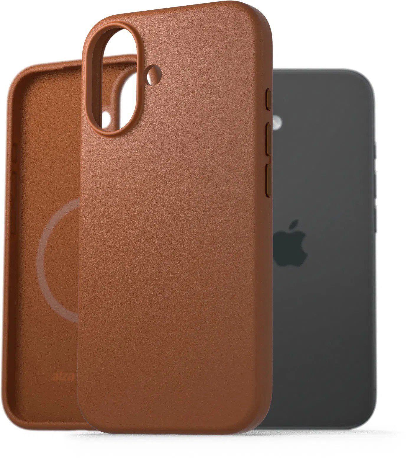 AlzaGuard Genuine Leather Case with Magsafe na iPhone 16e sedlovo hnedý