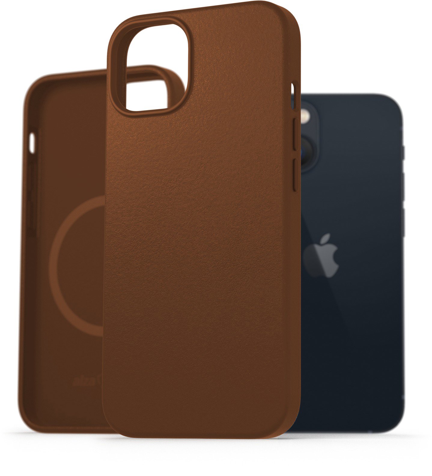 AlzaGuard Genuine Leather Case with Magsafe na iPhone 13 sedlovo-hnedý