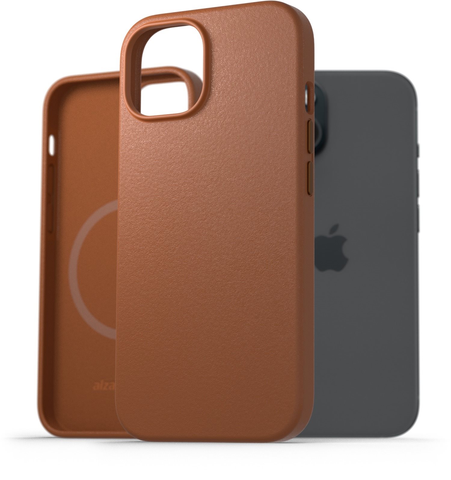 AlzaGuard Genuine Leather Case with Magsafe na iPhone 15 sedlovohnedý
