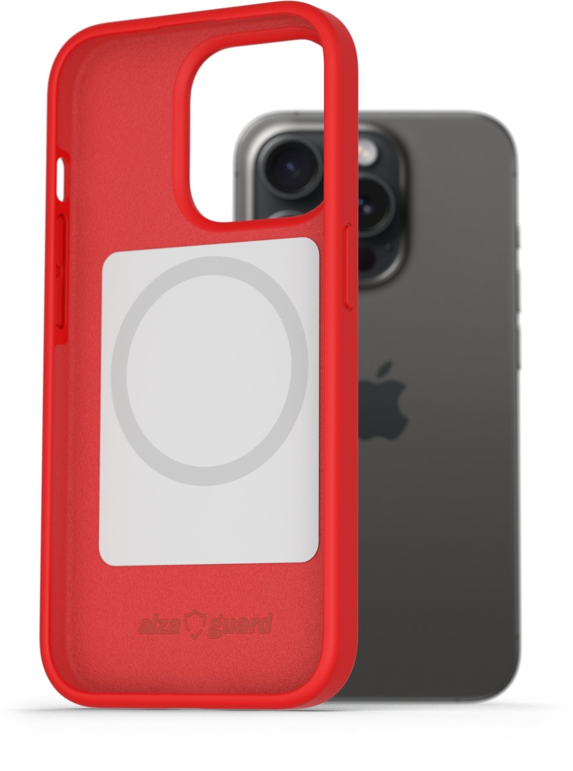 AlzaGuard Magsafe Silicone Case na iPhone 15 Pro Max červený