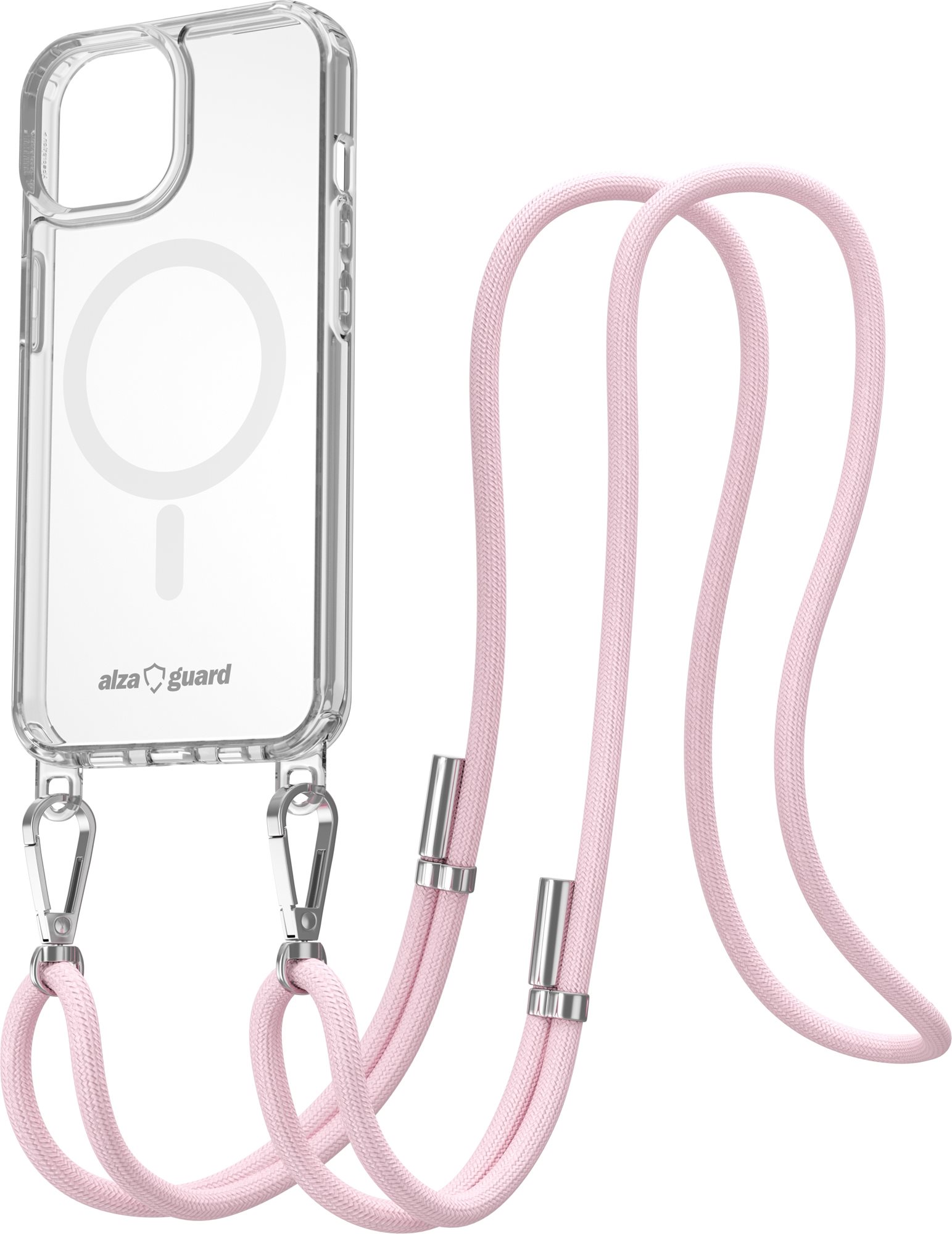 AlzaGuard Luxe Detach Lanyard Case Compatible with MagSafe for iPhone 13 ružový