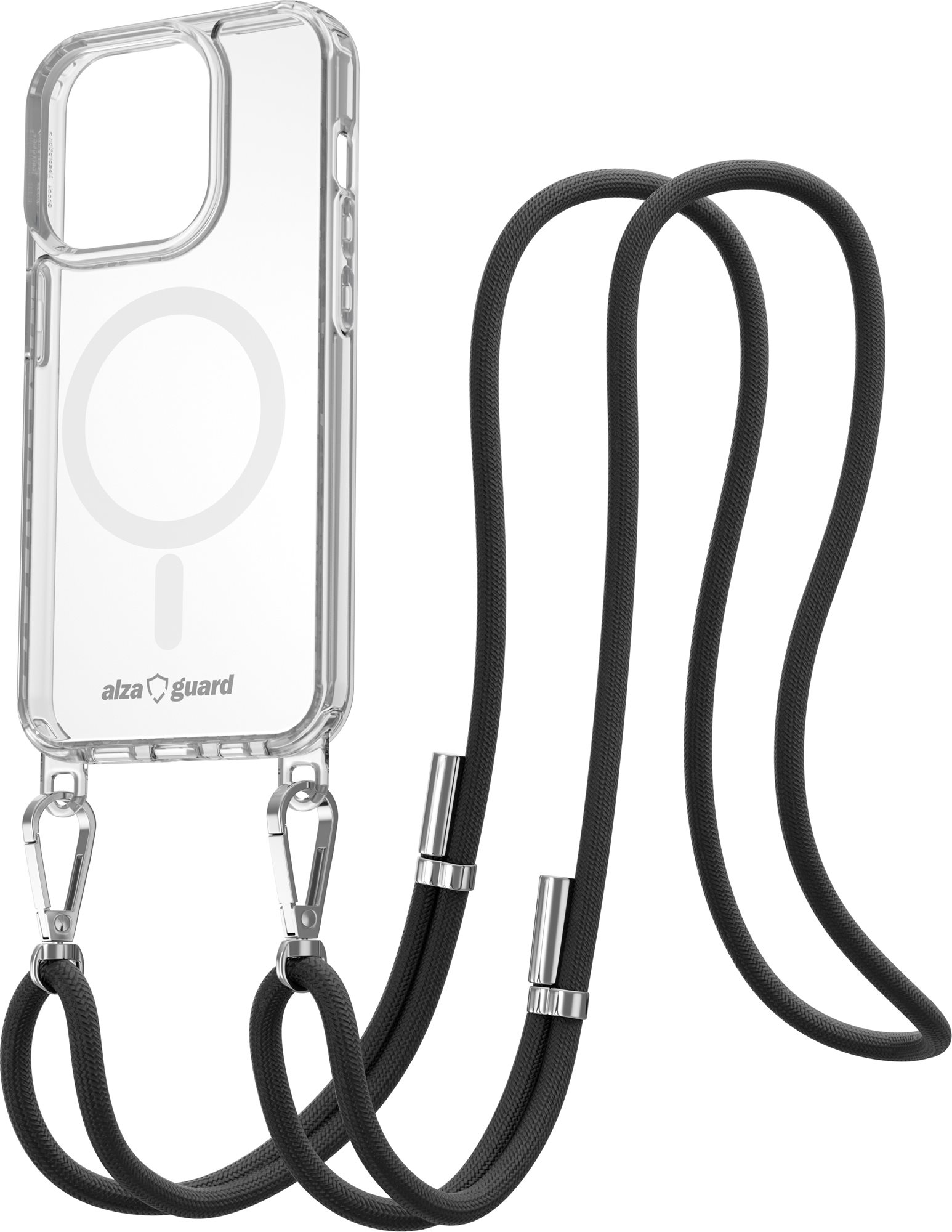 AlzaGuard Luxe Detach Lanyard Case Compatible with MagSafe for iPhone 15 Pro čierny