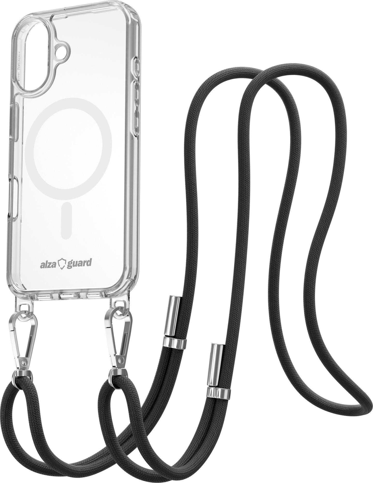 AlzaGuard Luxe Detach Lanyard Case Compatible with MagSafe for iPhone 16 čierny