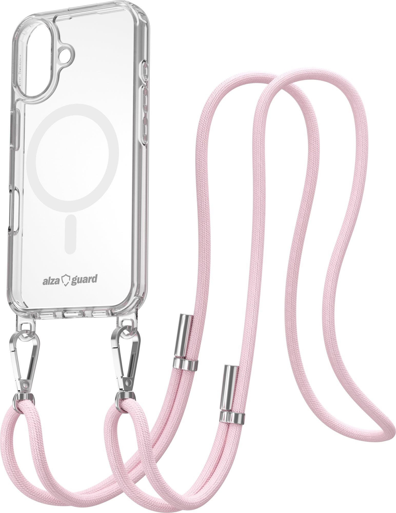 AlzaGuard Luxe Detach Lanyard Case Compatible with MagSafe for iPhone 16 růžový