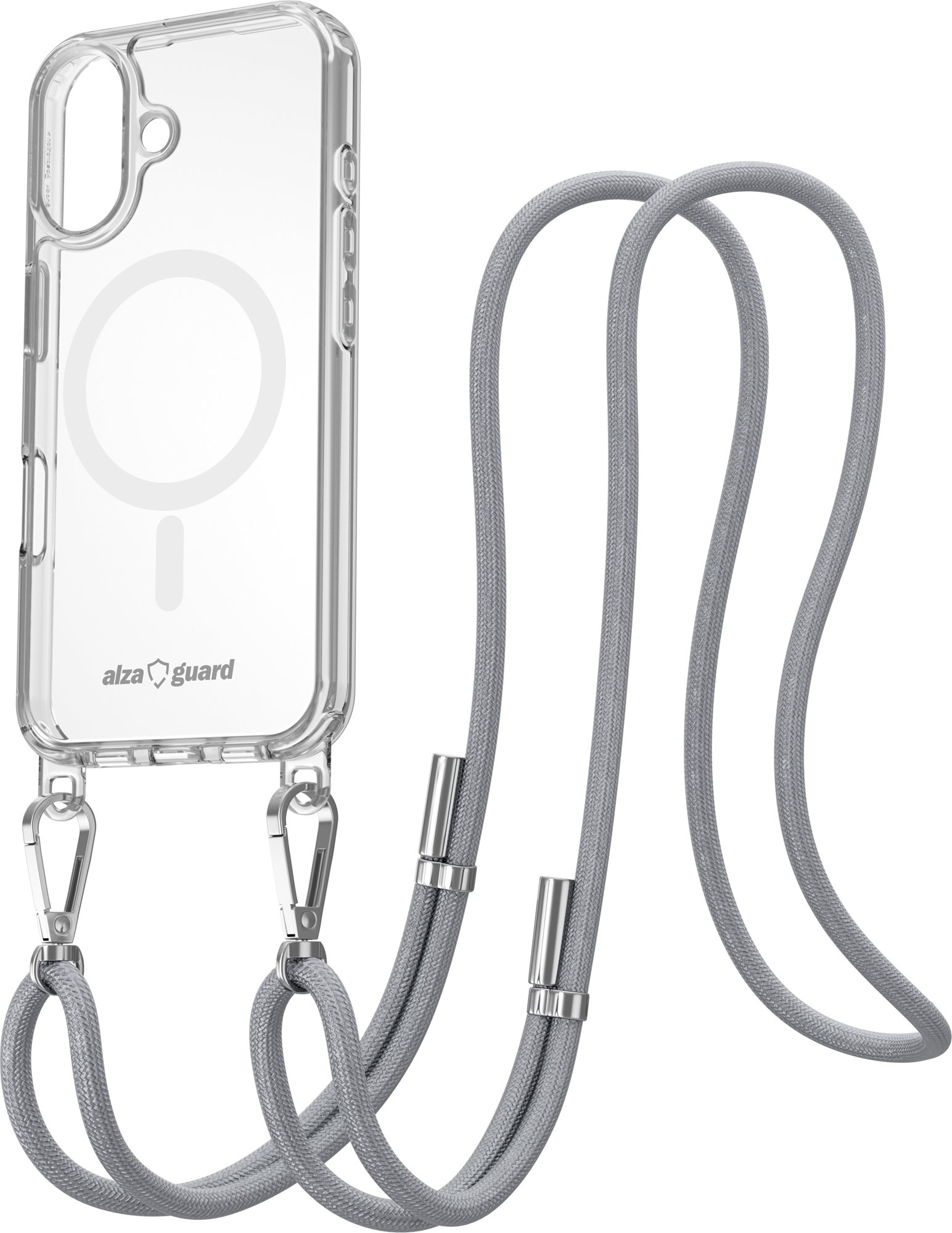 AlzaGuard Luxe Detach Lanyard Case Compatible with MagSafe for iPhone 16 šedý