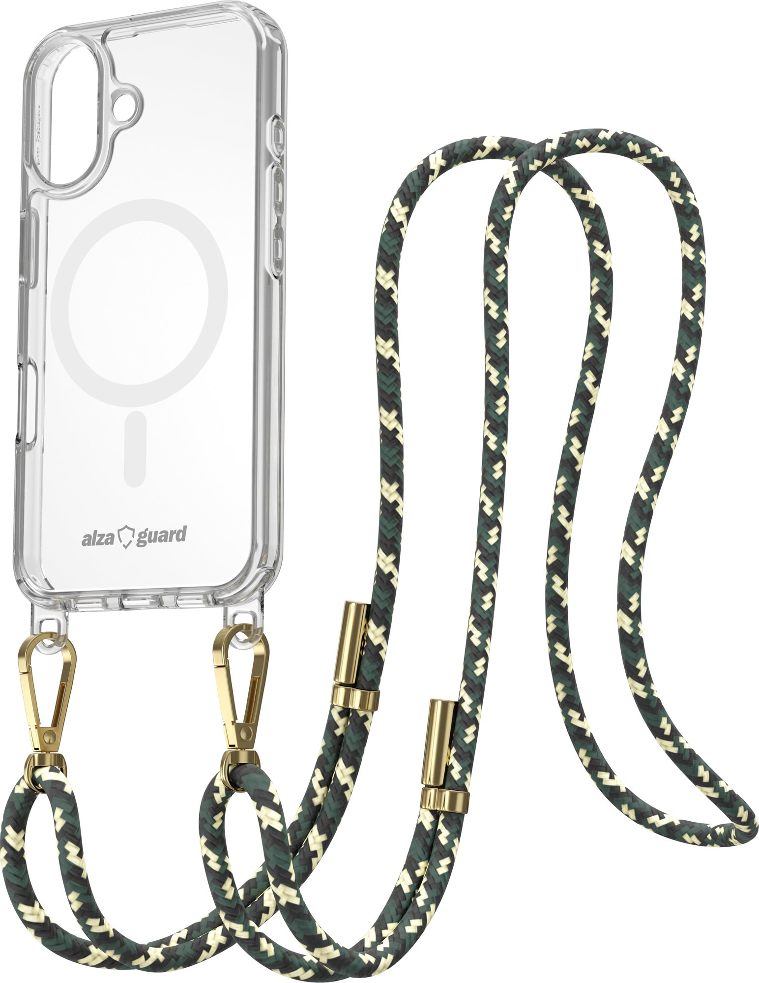 AlzaGuard Luxe Detach Lanyard Case Compatible with MagSafe for iPhone 16 žlutozelený