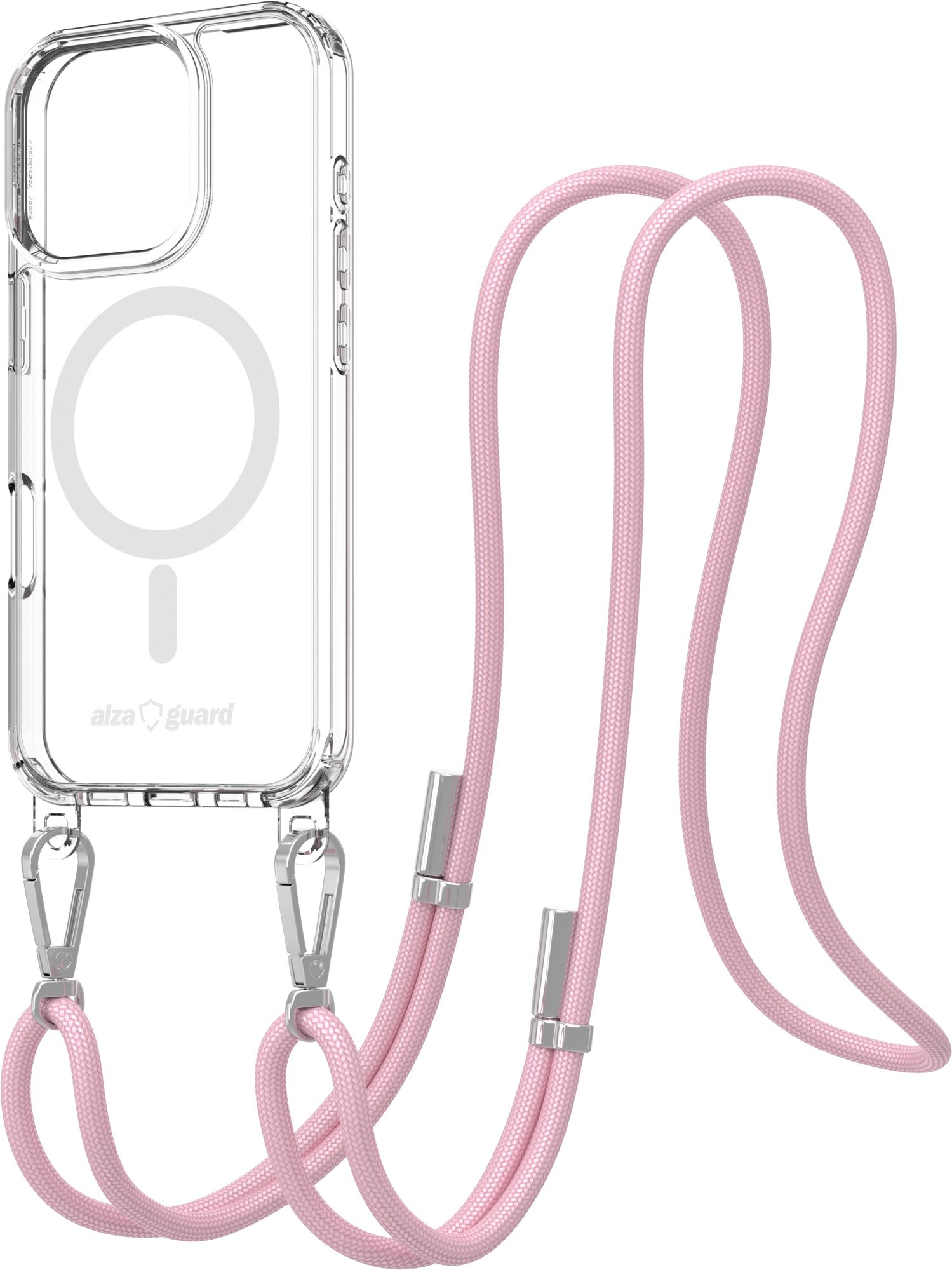 AlzaGuard Luxe Detach Lanyard Case Compatible with MagSafe for iPhone 16 Pro ružový