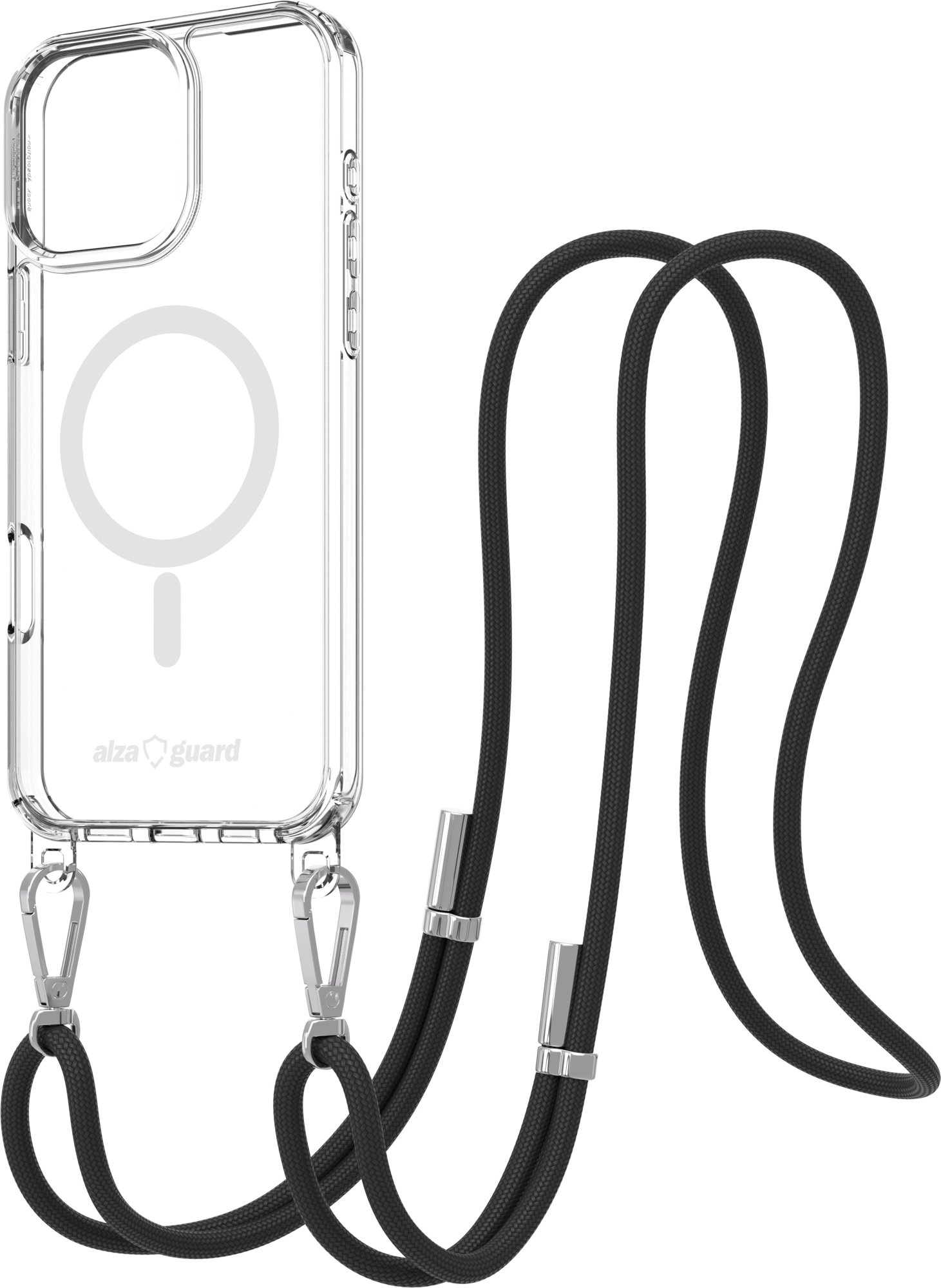 AlzaGuard Luxe Detach Lanyard Case Compatible with MagSafe for iPhone 16 Pro Max čierny