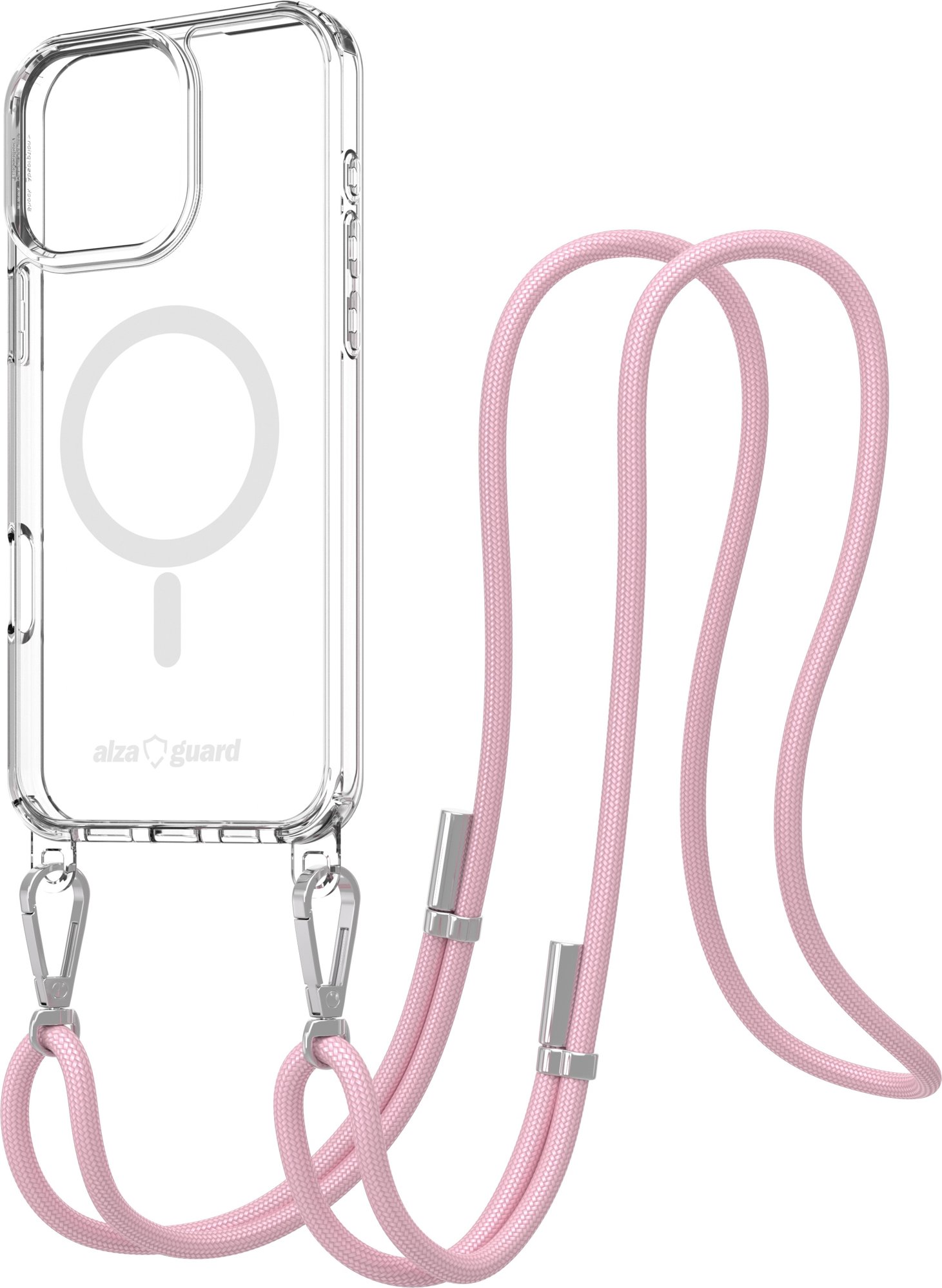 AlzaGuard Luxe Detach Lanyard Case Compatible with MagSafe for iPhone 16 Pro Max ružový