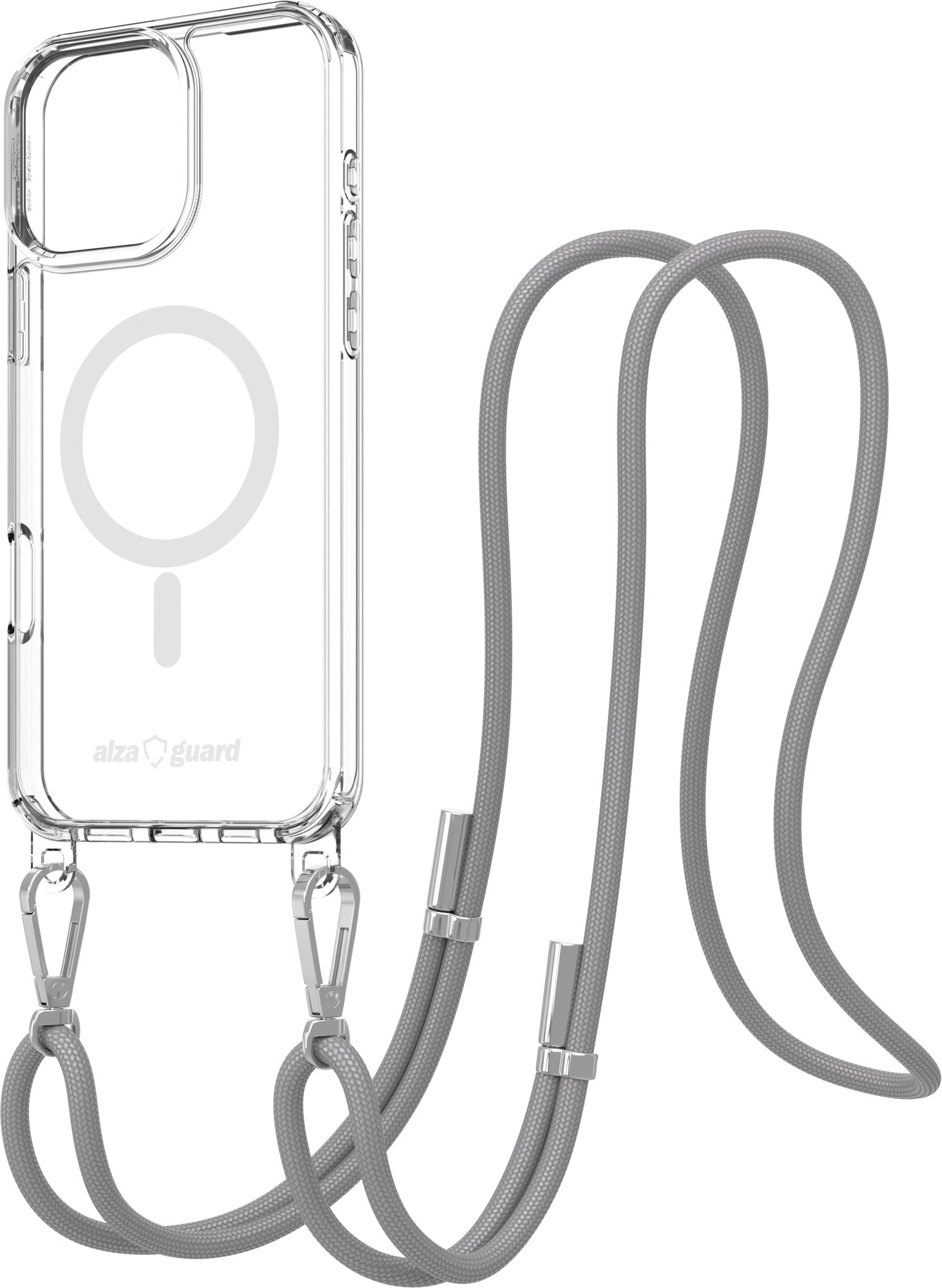 AlzaGuard Luxe Detach Lanyard Case Compatible with MagSafe for iPhone 16 Pro Max sivý