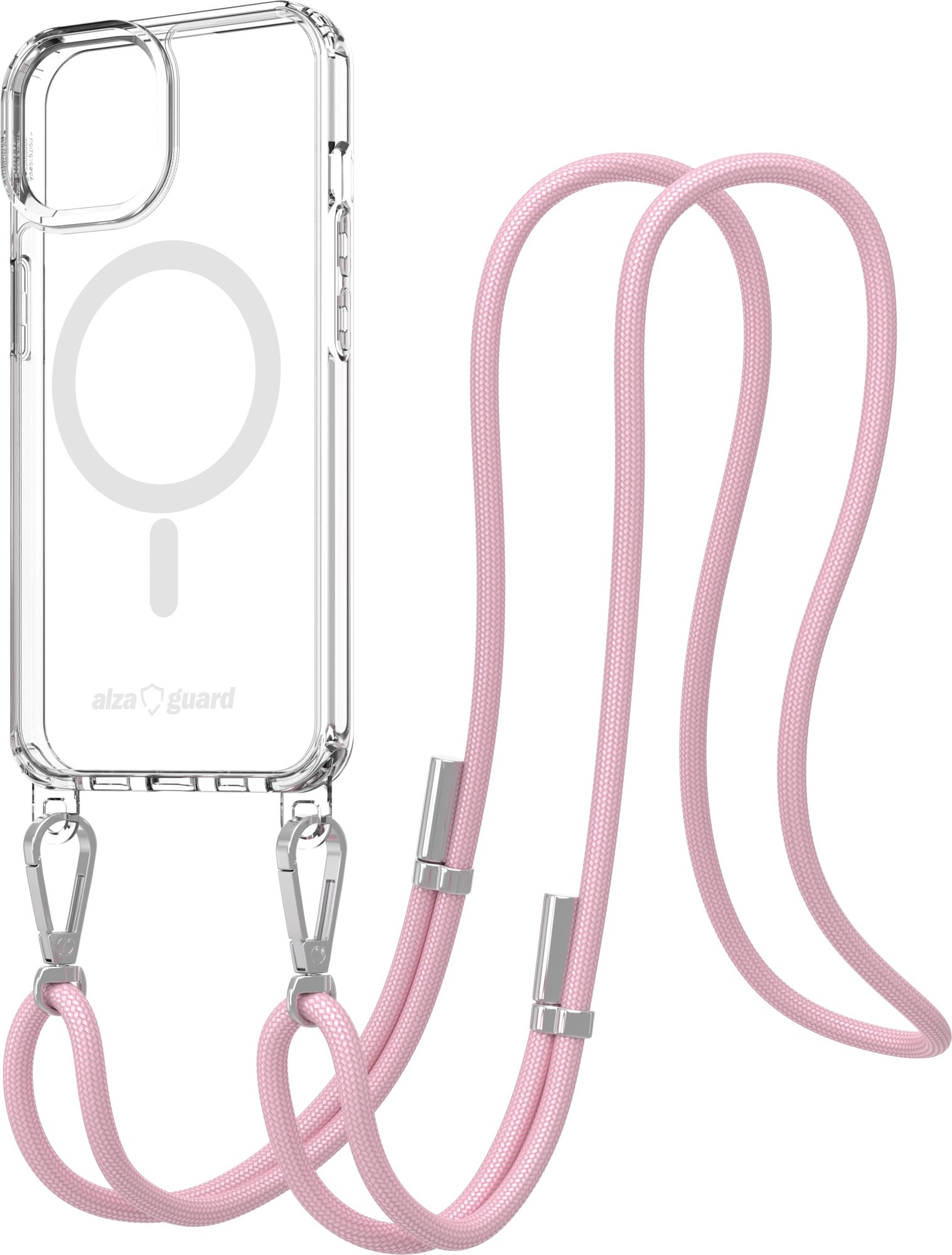 AlzaGuard Luxe Detach Lanyard Case Compatible with MagSafe for iPhone 14 ružový