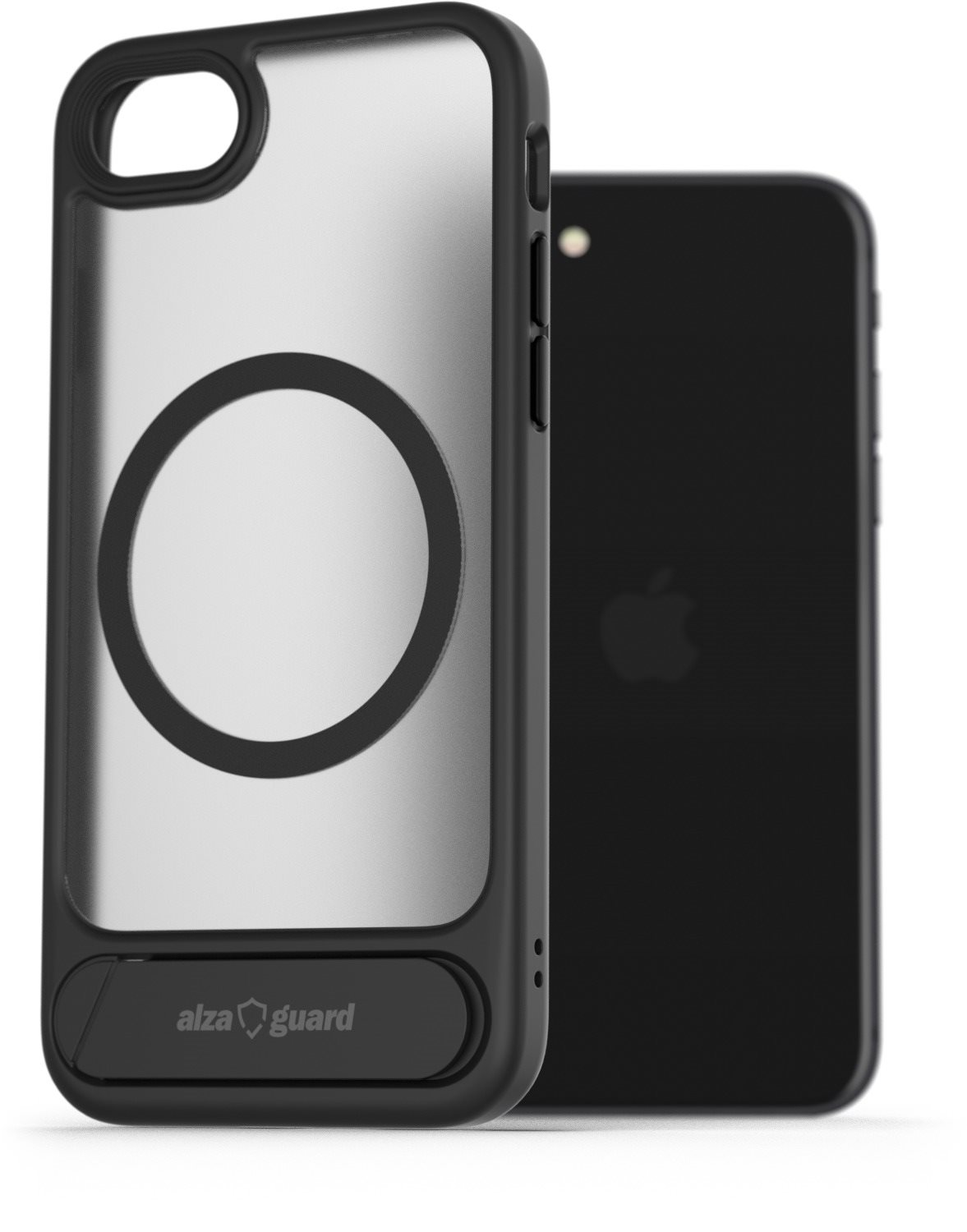 AlzaGuard Matte Case with Stand Compatible with MagSafe for iPhone 7/8/SE 2020/SE 2022 čierny