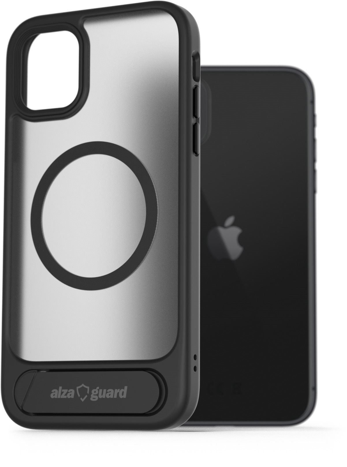 AlzaGuard Matte Case with Stand Compatible with MagSafe for iPhone 11 čierny