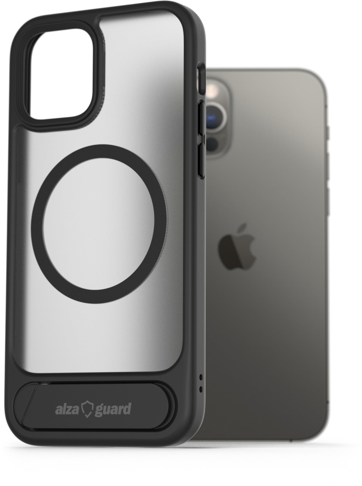 AlzaGuard Matte Case with Stand Compatible with MagSafe for iPhone 12/12 Pro čierny