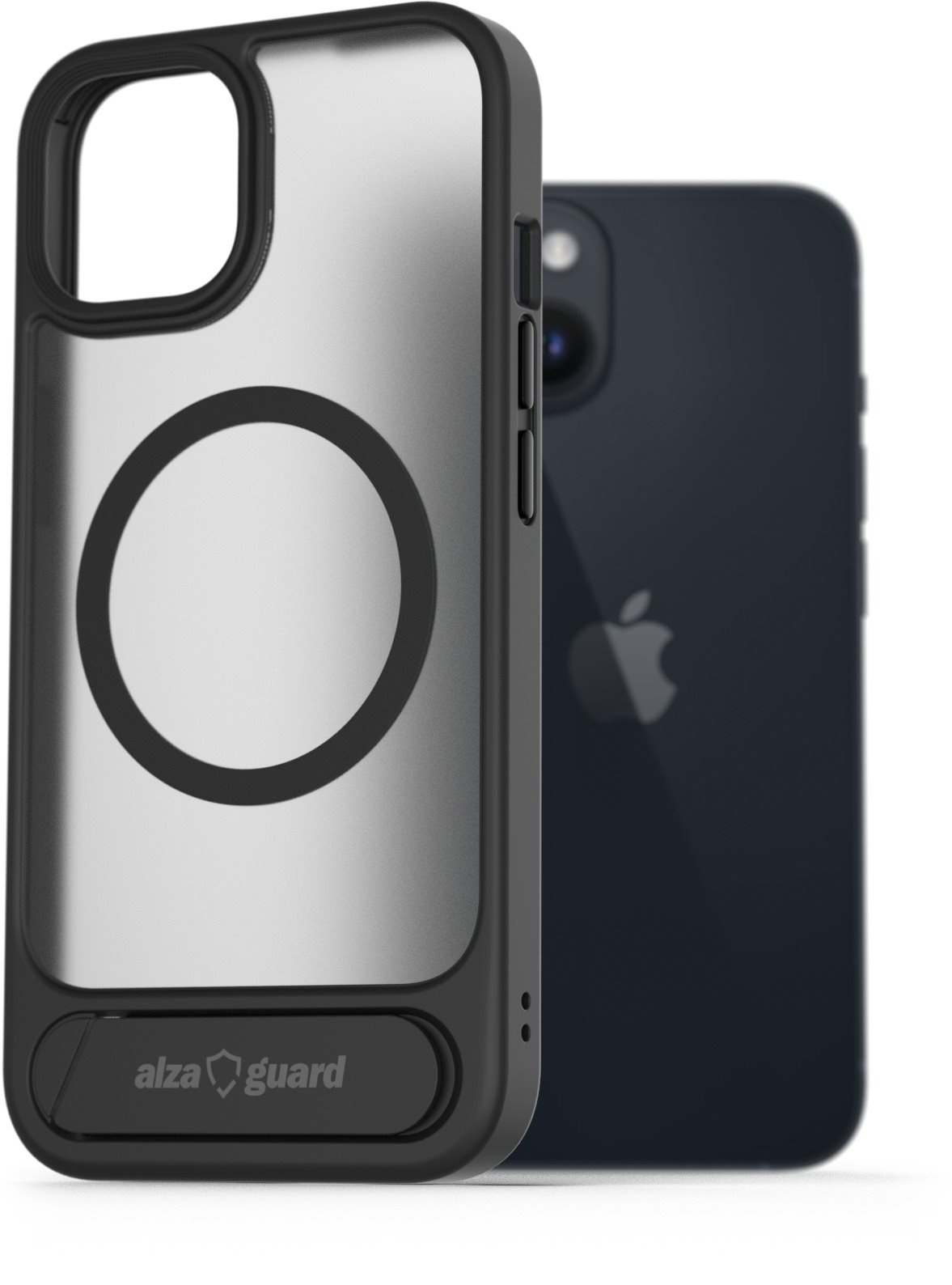 AlzaGuard Matte Case with Stand Compatible with MagSafe for iPhone 14 čierny