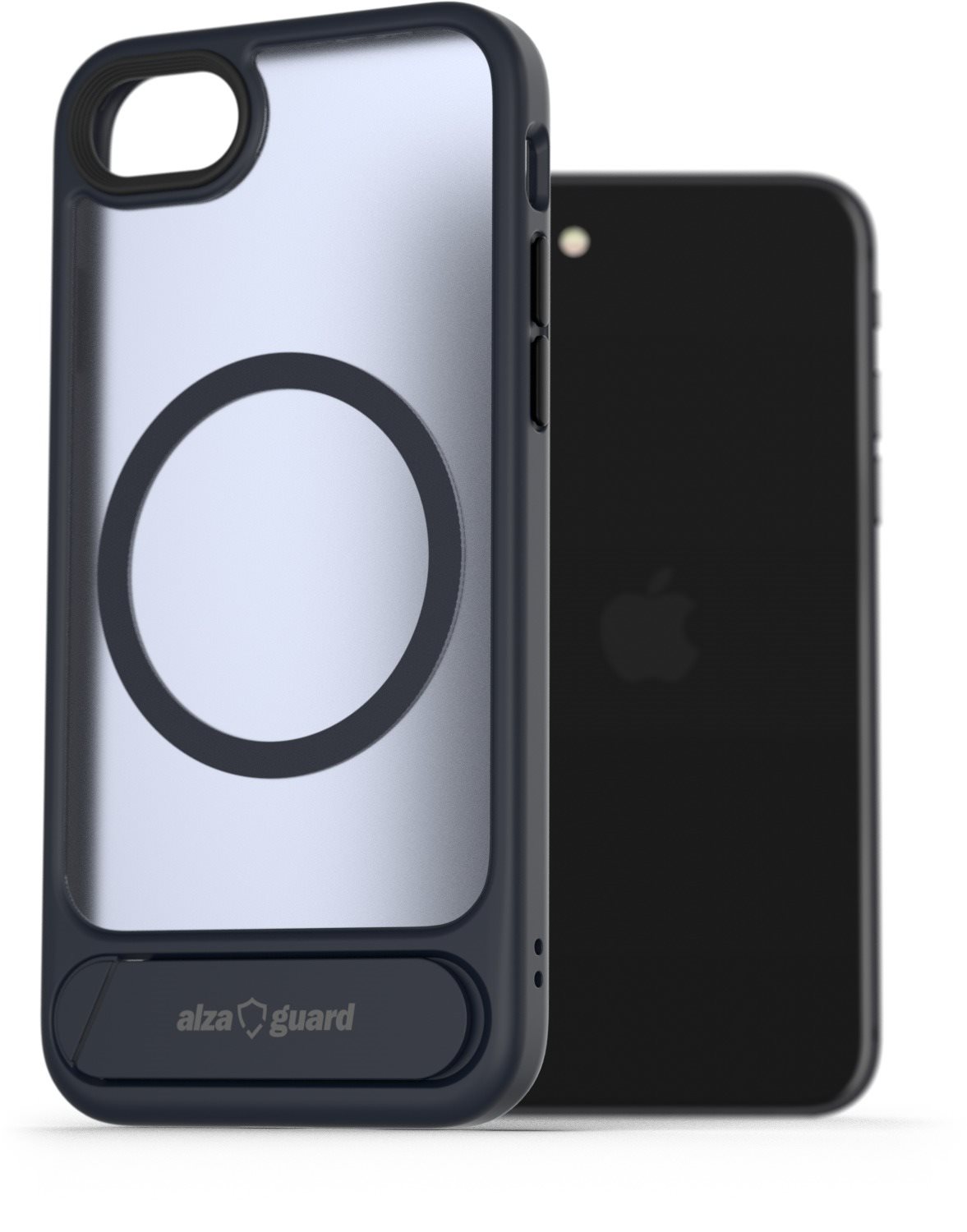 AlzaGuard Matte Case with Stand Compatible with MagSafe for iPhone 7/8/SE 2020/SE 2022 tmavo modrý