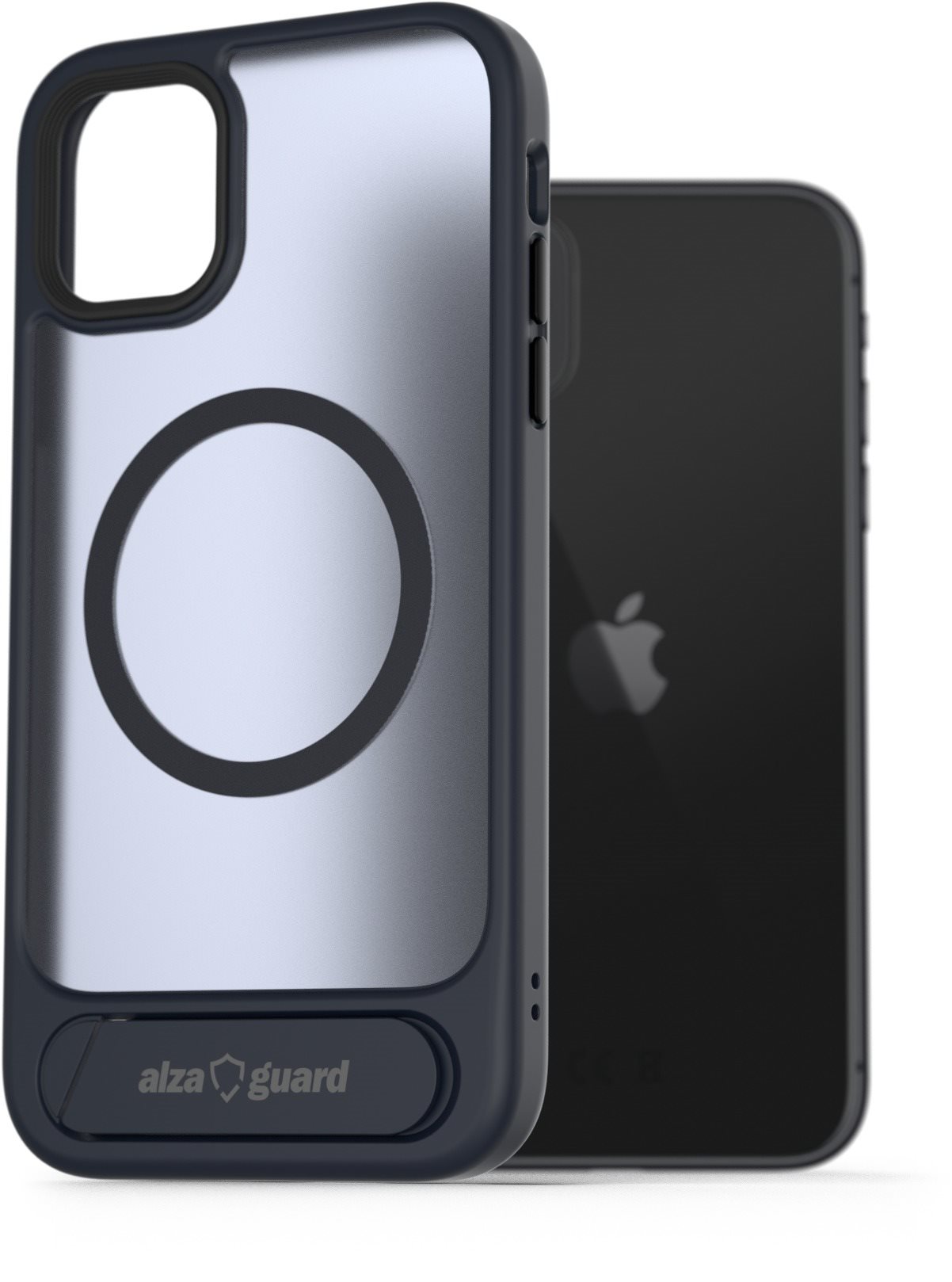 AlzaGuard Matte Case with Stand Compatible with MagSafe for iPhone 11 tmavo modrý