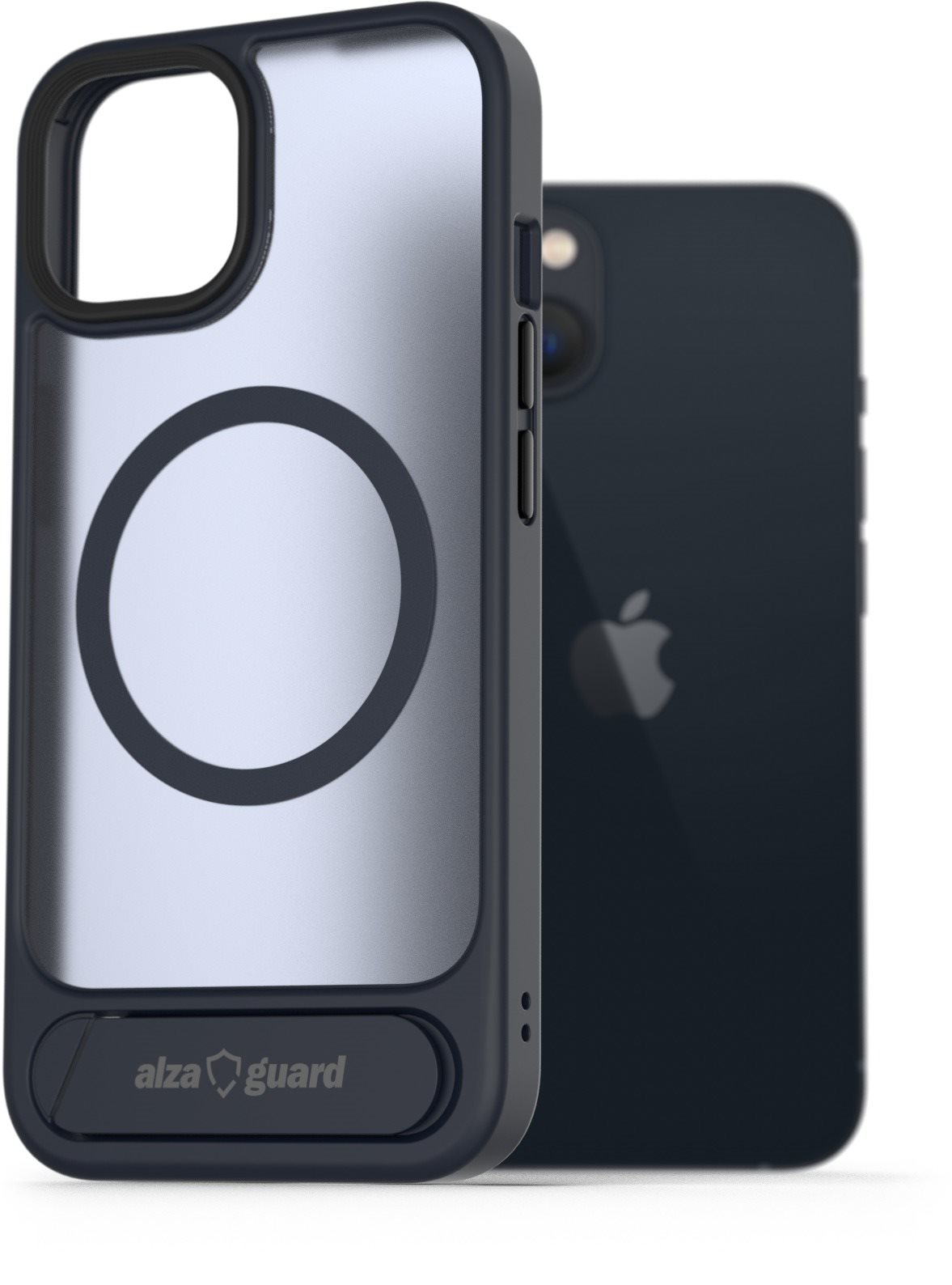 AlzaGuard Matte Case with Stand Compatible with MagSafe for iPhone 13 tmavo modrý