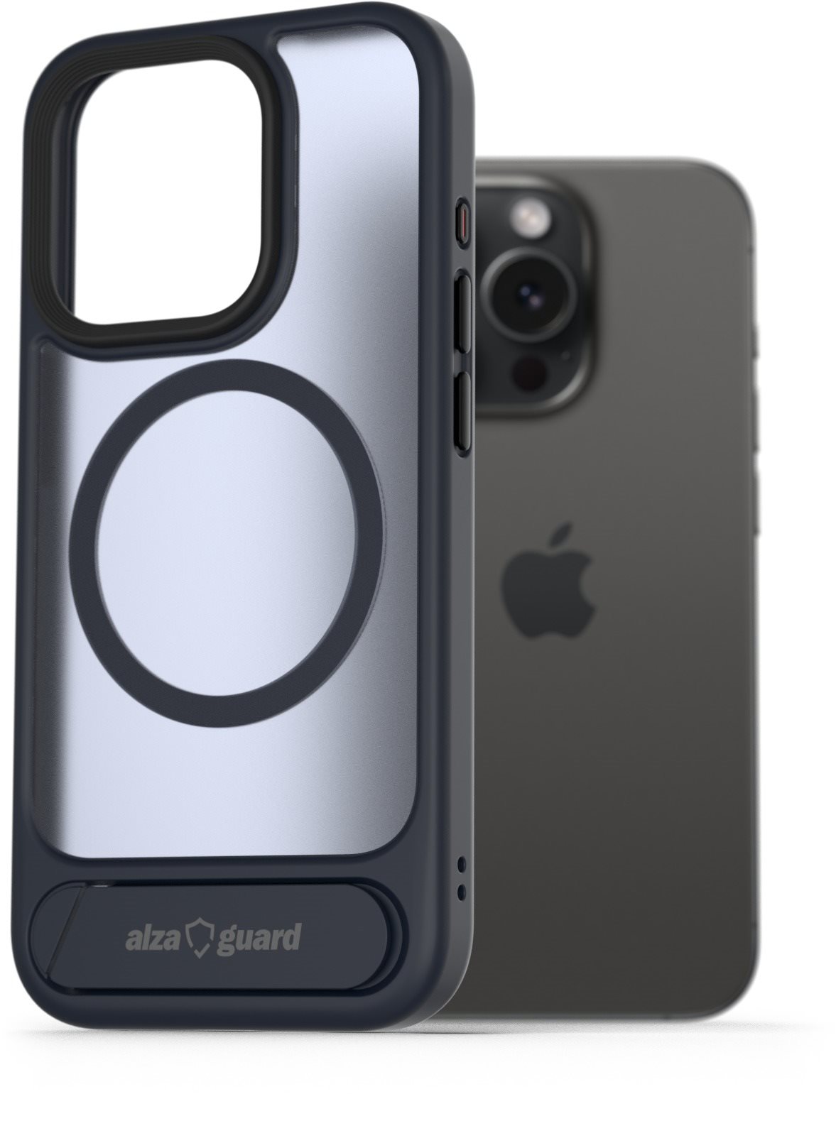 AlzaGuard Matte Case with Stand Compatible with MagSafe for iPhone 15 Pro Max tmavo modrý