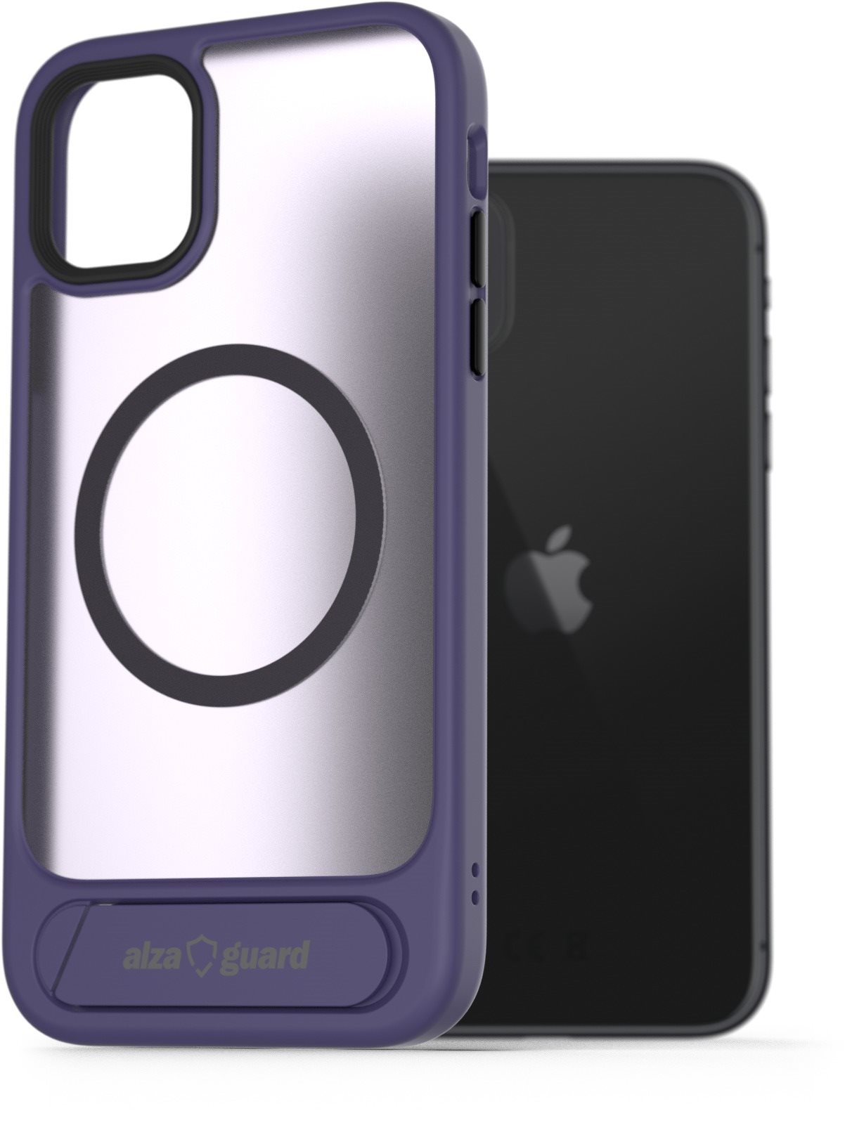 AlzaGuard Matte Case with Stand Compatible with MagSafe for iPhone 11 fialový