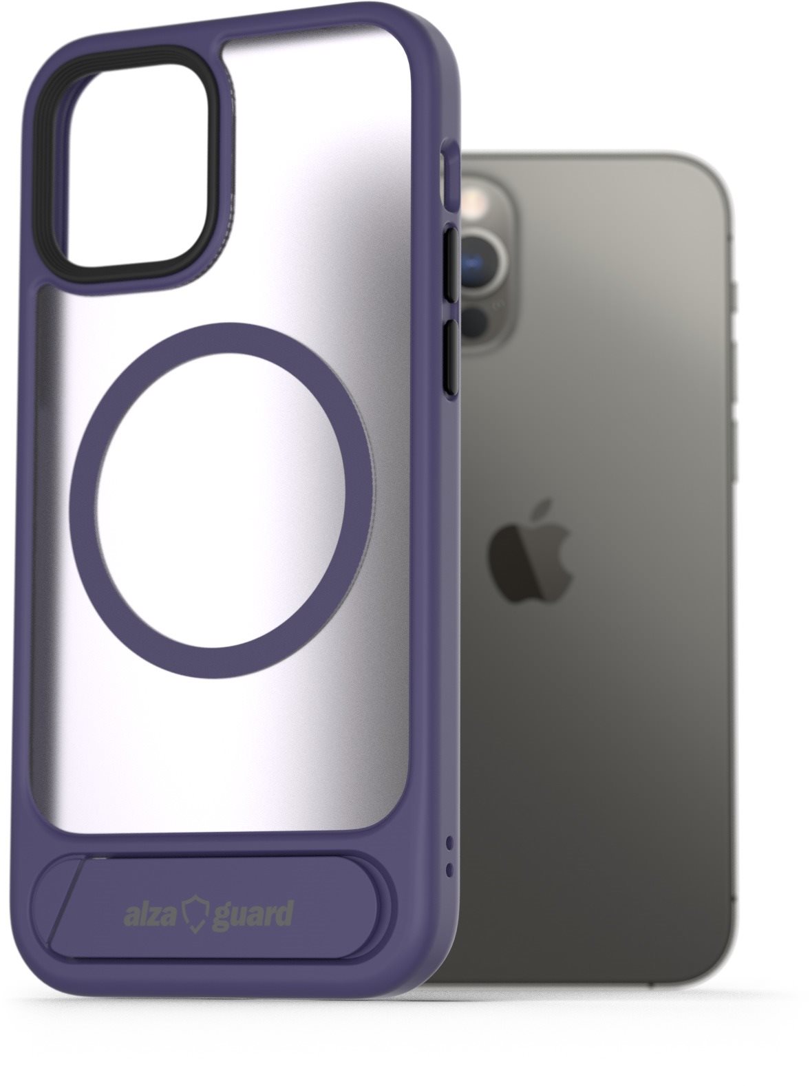 AlzaGuard Matte Case with Stand Compatible with MagSafe for iPhone 12/12 Pro fialový