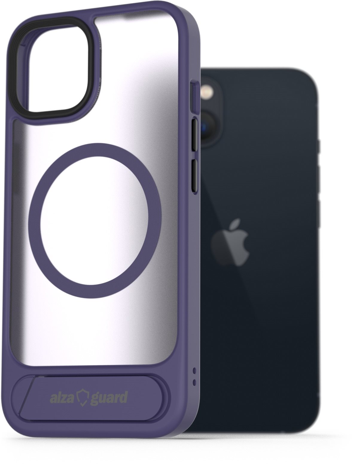 AlzaGuard Matte Case with Stand Compatible with MagSafe for iPhone 13 fialový